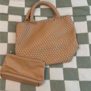Woven Bag for Women, Vegan Leather Tote Bag